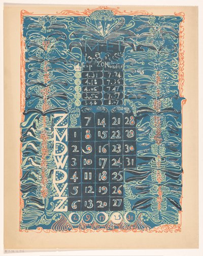Hoja de calendario de mayo de 1899 de Carel Adolph Lion Cachet