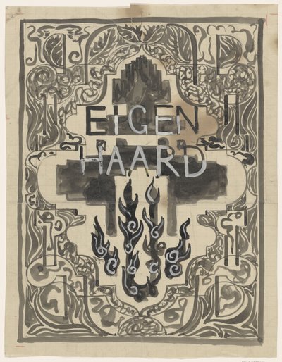 Diseño de la portada de Eigen Haard de Carel Adolph Lion Cachet