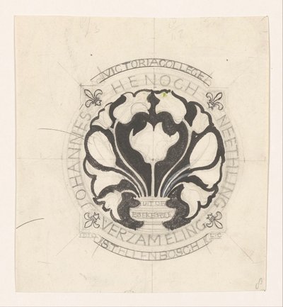 Diseño para un ex libris de Johannes Henoch Neethling de Carel Adolph Lion Cachet