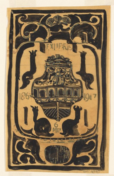 Entwurf für ein Exlibris für D. Goedkoop de Carel Adolph Lion Cachet