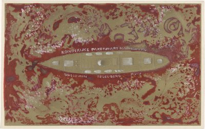 Diseño de la viñeta de la naviera Royal Paket de Carel Adolph Lion Cachet