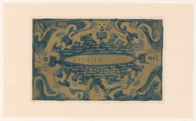 Diseño de la viñeta de la Royal Paket Shipping Company, K.P.M. Lines de Carel Adolph Lion Cachet