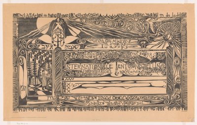 Carta de la Vereeniging ter bevordering van de belangen des Boekhandels con impresora, rollos de papel y ornamentación
Salón Internacional del Libro y Afines (...) (título en el objeto) de Carel Adolph Lion Cachet