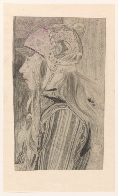 Retrato de niña con traje de Marken de Carel Adolph Lion Cachet