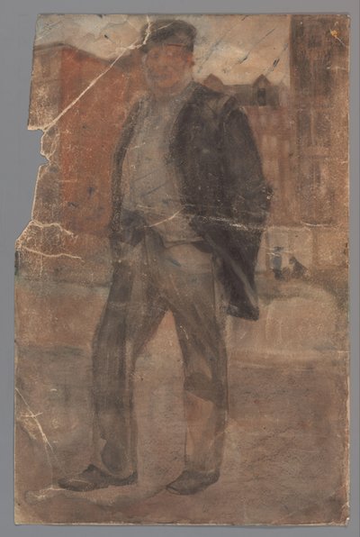 Hombre de pie con gorra rígida de Carel Adolph Lion Cachet
