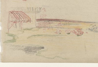Jardín detrás de una casa con toldo de Carel Adolph Lion Cachet