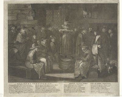 Cuaakersvergadering Quaakers Vergadering. Fronti Nulla Fides. La reunión de los cuáqueros. (título en el objeto) de Carel Allard