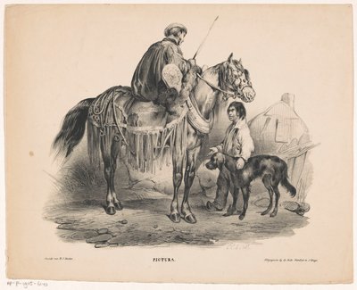 Noble a caballo y niño mendigando Pictura (título de la serie sobre el objeto) de Carel Christiaan Antony Last