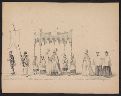 Mascarada de los estudiantes de Utrecht, 1846 (lámina 10) Representación de la procesión disfrazada, que representa la procesión de Felipe II, Príncipe de España, en Utrecht, el 3 de octubre de 1549, celebrada el 17 de junio de 1846, por S.S. Estudiantes d de Carel Christiaan Antony Last