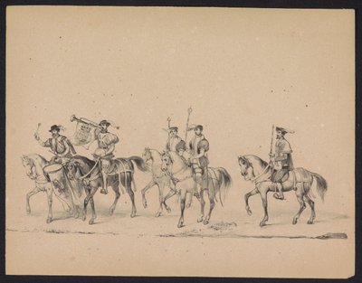 Mascarada de los estudiantes de Utrecht, 1846 (lámina 13) Representación de la procesión disfrazada, que representa la procesión de Felipe II, Príncipe de España, en Utrecht, el 3 de octubre de 1549, celebrada el 17 de junio de 1846, por S.S. Estudiantes d de Carel Christiaan Antony Last