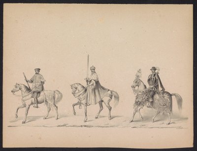 Mascarada de los estudiantes de Utrecht, 1846 (lámina 14) Representación de la procesión disfrazada, que representa la procesión de Felipe II, Príncipe de España, en Utrecht, el 3 de octubre de 1549, celebrada el 17 de junio de 1846, por S.S. Estudiantes d de Carel Christiaan Antony Last