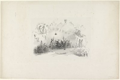 Viñeta del almanaque estudiantil de Leiden, 1849
Io Vivat (título en el objeto) de Carel Christiaan Antony Last