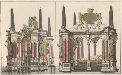 Praalgraf van Willem van Oranje en Delft, ca. 1790 El Magnífico Mausoleo de la Familia Real en la Gran Iglesia de Delft / El mismo tomado del Lado Norte (título sobre el objeto) de Carel Frederik Bendorp (I) (possibly)
