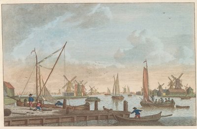 El Zaan en Wormerveer, hacia 1790 Wormerveer van de Poelsluis / Wormerveer aupres du Saan (título sobre el objeto) de Carel Frederik Bendorp (I)