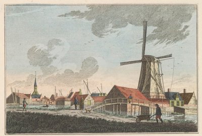 Nieuwendam, alrededor de 1790 Nieuwendam. Al oeste, se puede ver desde el Meerdijk (título sobre el objeto) de Carel Frederik Bendorp (I)