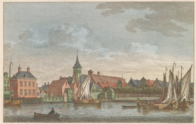 Lado este de Zaandam, alrededor de 1790 Iglesia en Oost-Zaandam / Eglise à Oost-zaandam (título sobre el objeto) de Carel Frederik Bendorp (I)
