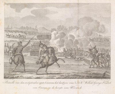 El príncipe Frederik es herido en Wervik, 1793 Bataille del 13 de septiembre de 1793, además de la herida de H.D.H. Willem George Fredrik de Orange, al tanto de Werwick (título sobre el objeto) de Carel Jacob de Huyser