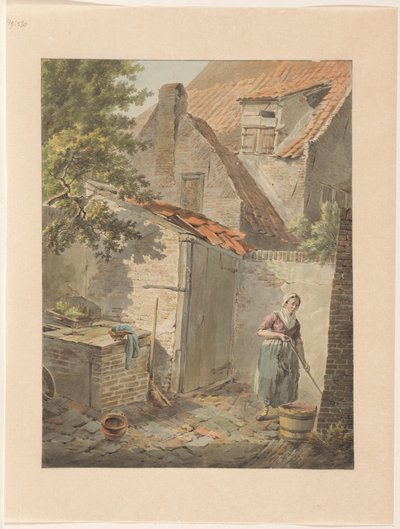 Patio con limpieza de la mucama de Carel Lodewijk Hansen