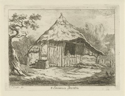 Cortijo con puerta superior abierta En Emmen en Drenthe (título sobre objeto) Paisajes (1-6) (título de la serie) de Carel Lodewijk Hansen