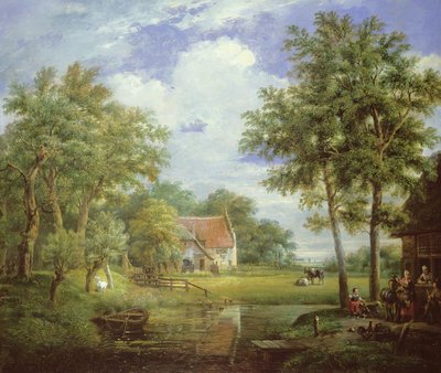 Escena de una granja holandesa de Carel Lodewijk Hansen