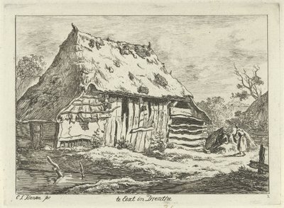 pareja en un granero Te Eext en Drenthe (título sobre el objeto) Paisajes (1-6) (título de la serie) de Carel Lodewijk Hansen