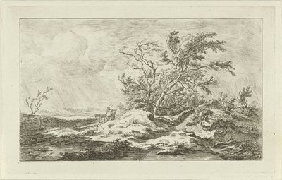 Caballo con carruaje en un paisaje Paisajes (A-F) (título de la serie) de Carel Lodewijk Hansen