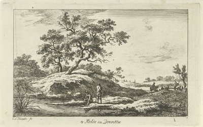 Viajeros frente al mar Te Rolde en Drenthe (título sobre objeto) Paisajes (a-f) (título de la serie) de Carel Lodewijk Hansen