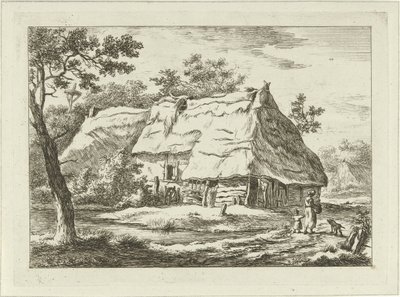 Mujer con niño en una granja Paisajes (1-6) (título de la serie) de Carel Lodewijk Hansen