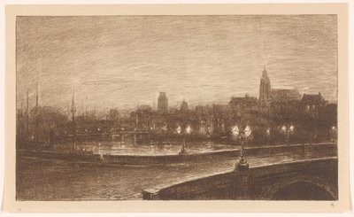 Puente en Rotterdam por la noche de Carel Nicolaas Storm van 