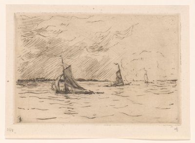 Tres veleros en el Maas de Carel Nicolaas Storm van 