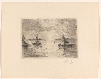 Laguna al atardecer de Carel Nicolaas Storm van 