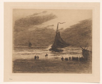 Barco de pesca entrante en la playa de Carel Nicolaas Storm van 