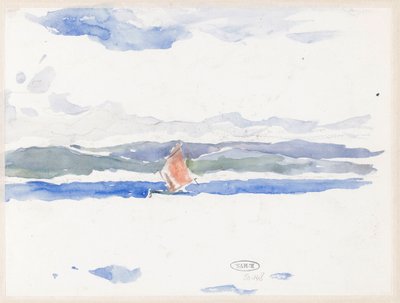 Vista al mar con barco (?) de Carel Nicolaas Storm van 
