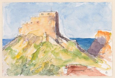Ragusa, el antiguo castillo visto desde la ventana del Hotel Impérial 1902 (por la mañana) de Carel Nicolaas Storm van 