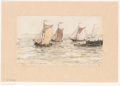 Barcos de pesca a vela en el Escalda de Carel Nicolaas Storm van 