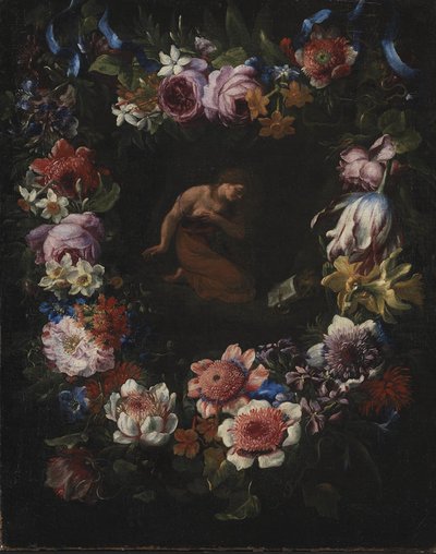 Una corona de flores de Carel de Vogelaer