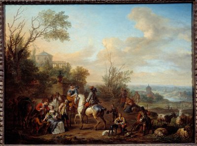 Descanso de cazadores de Carel van Falens or Valens