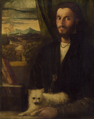 Retrato de un hombre con un perro de Cariani