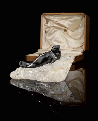 Un modelo de foca en obsidiana, c. 1900 de Carl Fabergé