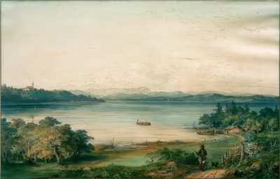El Ammersee visto desde el castillo de Ried de Carl August Lebschee