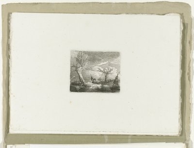 Hombre con red de recogida en una tormenta eléctrica
Dieciséis paisajes (título de la serie) de Carl August Lebschee