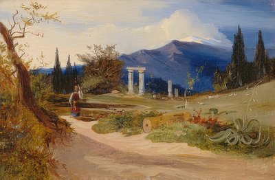 Paisaje siciliano al atardecer de Carl Blechen