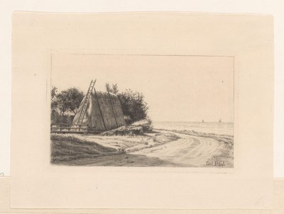 Pajar por camino rural de Carl Bloch