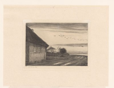 Casa en camino rural junto al agua de Carl Bloch