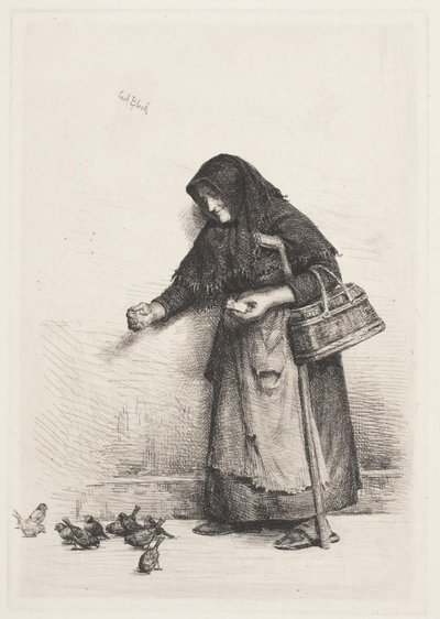 La mujer de los gorriones de Carl Bloch