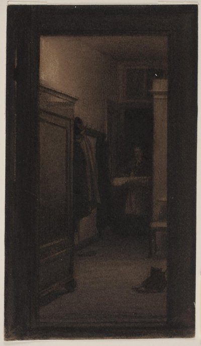 Niña llevando una bandeja a la entrada de Carl Bloch