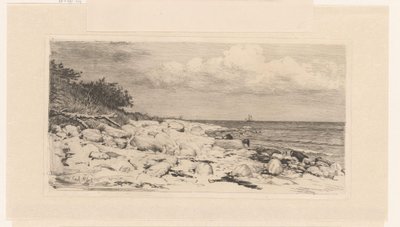 Playa de guijarros, junto al mar de Carl Bloch