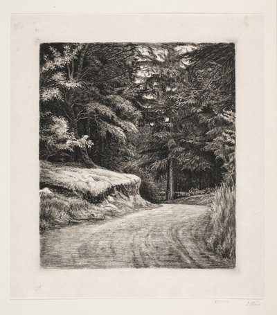 El camino en el bosque de pinos de Carl Bloch