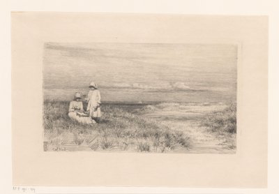 Mujer y niña en las dunas de Carl Bloch