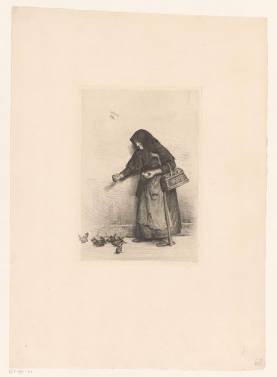 Una mujer alimenta a los pájaros de Carl Bloch